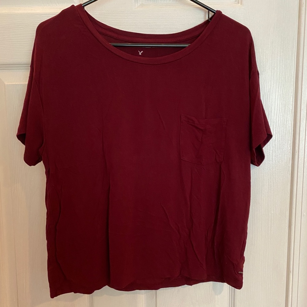 American Eagle Super Soft Burgundy T-Shirt
